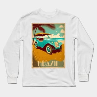 Brazil Beach Buggy Vintage Travel Art Poster Long Sleeve T-Shirt